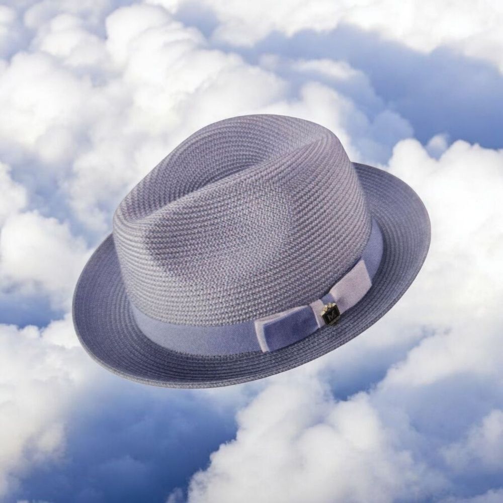 MONTIQUE MENS CAROLINA BRAIDED TWO TONE STINGY BRIM PINCH FEDORA HAT. H68.